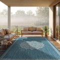 CAMILSON Outdoor Rug 8x10 Medallion Aqua Modern Area Rugs for Indoor and Outdoor Patios Kitchen and Hallway Mats Washable Porch Deck Outside Carpet (Medallion Aqua 8 x 10)