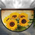Pardick Half Round Doormat Retro Flower Sunflower Non-Slip Half Circle Area Rug Durable Washable Runner Mat for Living Room Bedroom Indoor Outdoor Kitchen Floor Home Decor Half Moon Rug