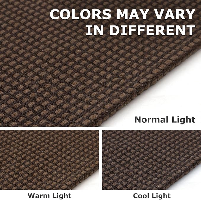 IOHOUZE Washable Runner Rug 2x6 Non Slip Runners for Hallways Entryway Runner Indoor, Kitchen Rugs Woven Cotton Floor Carpet for Kitchen Hall Entrance Bedroom, Brown