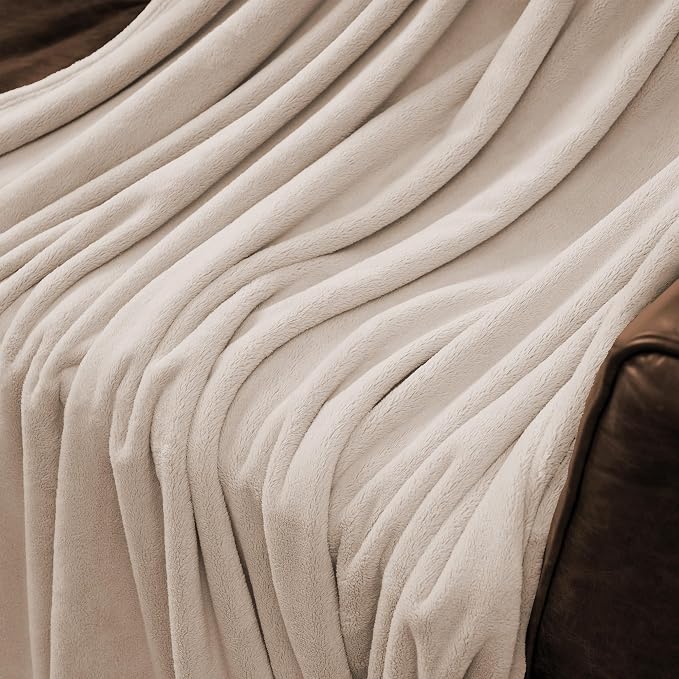 NORTHWEST Ashford Home Cozy Warmwell Blanket Moonlight Taupe Twin Size 60 x 80 inches