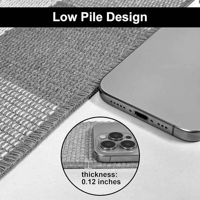 Buffalo Plaid Outdoor Rug 27.5x43 Inches Grey and White Checkered Rug Washable Front Porch Layered Doormats Indoor Outdoor Farmhouse Carpet for Entryway Patio Kitchen Decor