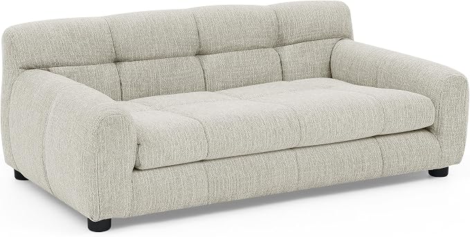 38" Dog Sofa Bed, Elevated Dog Bed with Backrest and Armrests, Soft Memory Foam Couches for Small and Medium-Sized Pets, Durable Linen Pet Couch Furniture, Beige