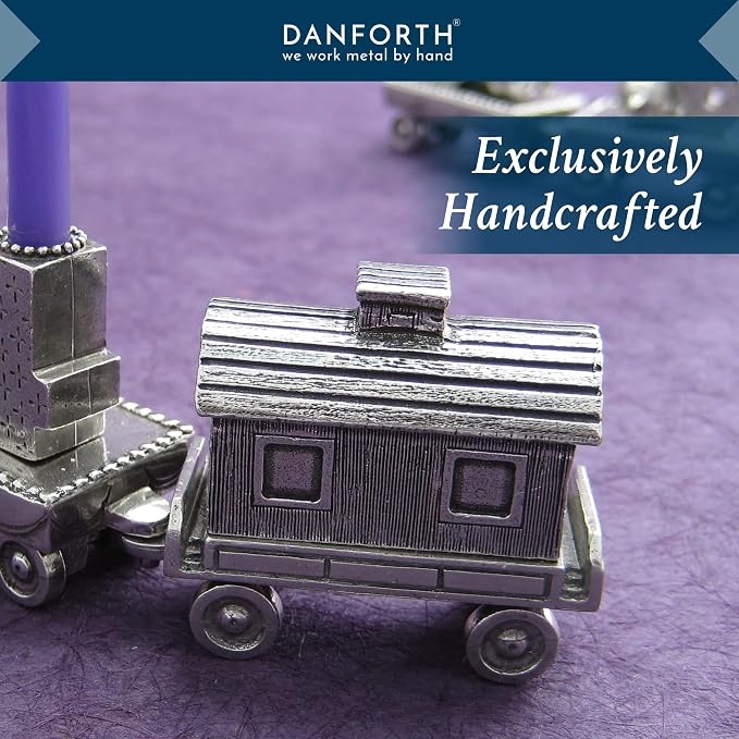 DANFORTH – Birthday Train Candleholder Caboose – Handcrafted Pewter Birthday Party Decorations – Made in USA