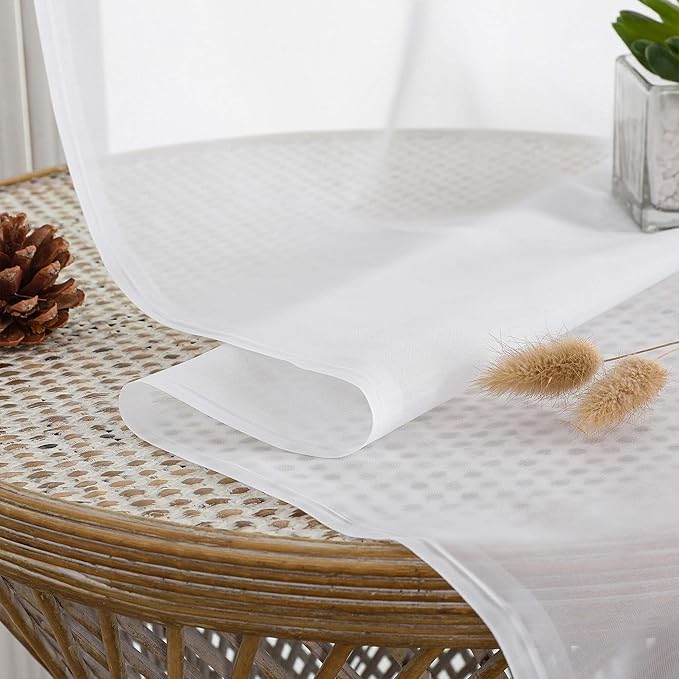 Gwine Sheer White Curtains 96 Inches Long 2 Panels Set, Light Filtering Voile - Image 8
