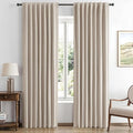 MIULEE 100% Blackout Linen Curtains for Bedroom, Taupe Solid Luxury Decor Thermal Insulation Room Darkening Drapes for Living Room Nursery Back Tab Rod Pocket 42 x 84 Inches, 2 Panels