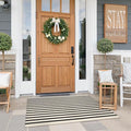 Collive Door Mat Black and White Striped Rug 27.5" x 43.3", Farmhouse Fall Front Porch Rug Reversible Washable Front Door Mats, Hand Woven Welcome Layered Doormat Carpet for Entryway Entrance
