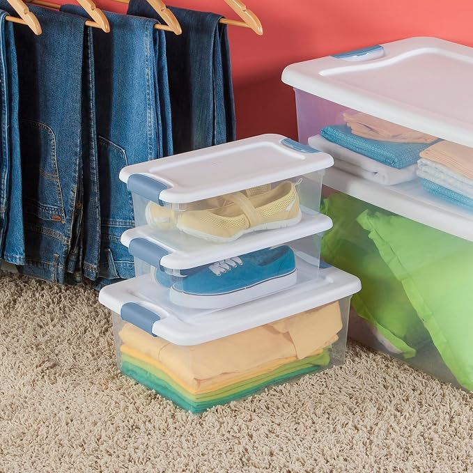 Sterilite Latching Box with Lids for Home and Office, 15 Quart, 24-Pack | Heavy-Duty and Stackable Plastic Containers with Latches for Closet, Cabinet, Bedroom, Bathroom and Dorm Room Organization
