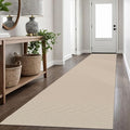 IOHOUZE Washable Exrea Long Hallway Runner Rug 3x16 Non Slip Rubber Backed Kitchen Runner Entryway Runner Indoor, Woven Rugs Floor Carpet for Kitchen Hall Entryway, Cream/Beige