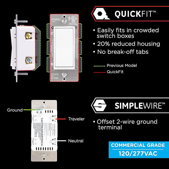 Enbrighten Z-Wave Add-On Switch, Paddle, White & Light Almond, 1 Pack | Not for Standalone Use, Pair with other Enbrighten Z-Wave Switches for 3-Way Setup, Interchangeable Paddles
