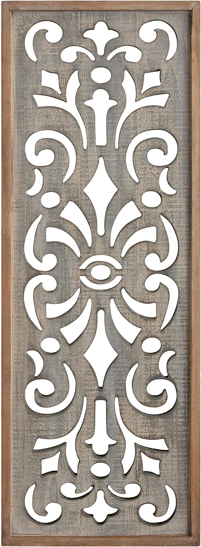 Kate and Laurel Palmares Rustic Decorative Wall Panel, 12 x 31.5, Rustic Gray and Brown, Farmhouse Lattice Panel Decor for Wall