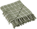 DII Transitional Checked Plaid Woven Throw, 50x60, Artichoke Green