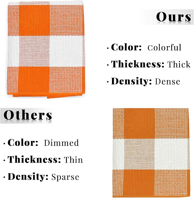 SEEKSEE Buffalo Plaid Rug 4' x 6' Orange and White Large Front Door Mat, Layering Area Rug, Halloween Rug for Outdoor Patio Entryway Indoor Living Room Kitchen Dining Room Decor