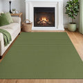 IOHOUZE Washable Area Rug 5x7 Non Slip Rubber Backed Rugs for Living Room, Dining Room Rugs Bedroom Rug, Woven Indoor Floor Carpet for Living Room Nursery Office, Olive Green/Earthy Green