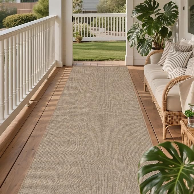 Non-Slip Jute Rug for Entryway: 2.5x8 Outdoor Mat - Swirl Curved Pattern | Safe Walking for Family All Day and Help with Cutting Slip Falls by 70%