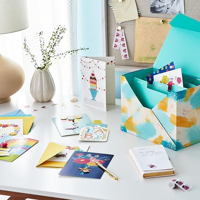 Hallmark Pack of 24 Handmade Assorted Boxed Greeting Cards, Watercolor-Birthday Cards, Baby Shower Cards, Wedding Cards, Sympathy Cards, Thinking of You Cards, Thank You Cards, Multicolor, 5EBN1002