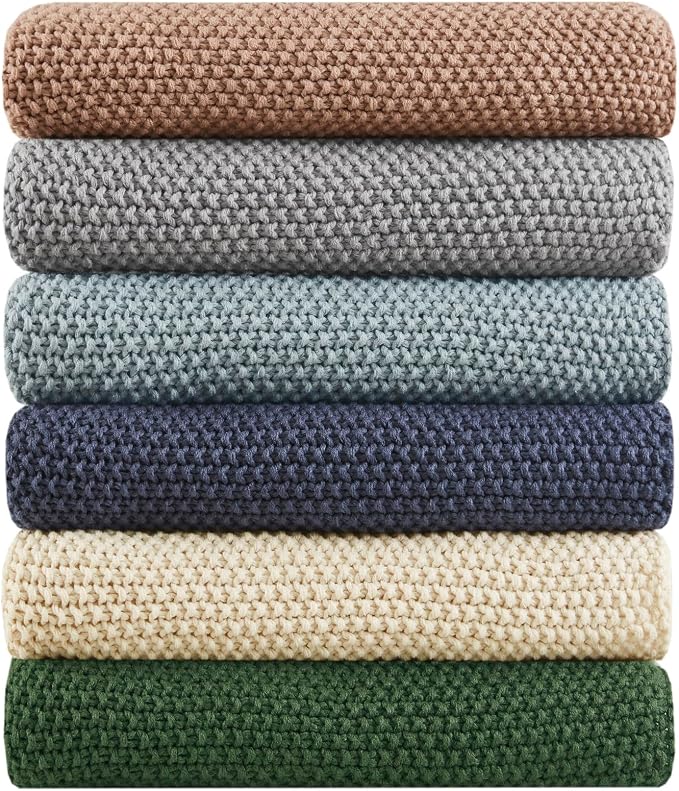 INK+IVY Bree Knit All Season Throw Blanket for Sofa, 50 x 60, Indigo | Ultra Soft, Acrylic, Lightweight, OEKO-TEX Certified