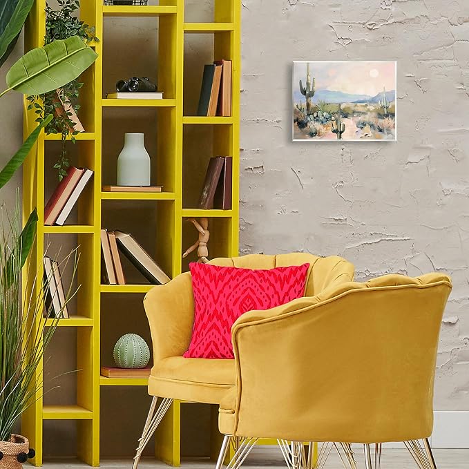 Prairie Desert Cacti Landscape, 11 x 14 Inch Mounted Print on Wall Plaque | Stupell Industries · By Annabelle Hall · Ready to hang once unboxed · Made in USA