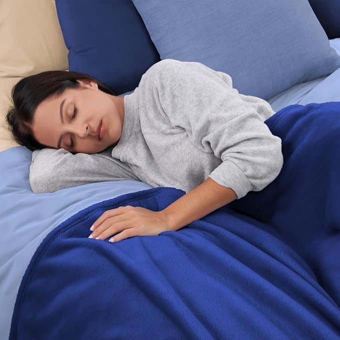 NORTHWEST Ashford Home Cozy Warmwell Blanket Blue Depths Twin Size 60 x 80 inches
