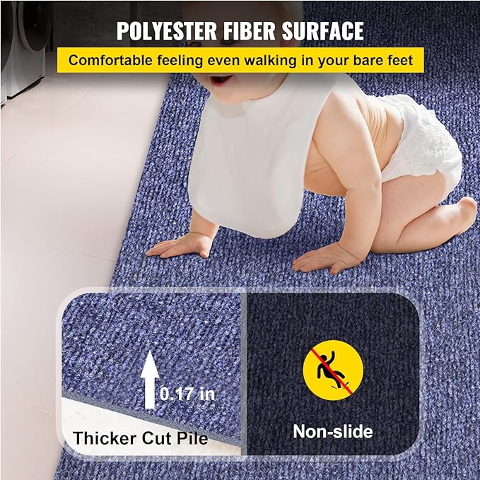 Happybuy 6 ft x 13 ft Deep Blue Marine Carpet for Boats Waterproof - 0.18" Thick Indoor Outdoor Rug Carpet Roll for Home Patio Porch Deck