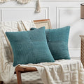 Fancy Homi 2 Packs Teal Big Decorative Throw Pillow Covers 24x24 Inch for Living Room Couch Bed, Rustic Farmhouse Boho Home Decor, Soft Corss Corduroy Patchwork Accent Square Cushion Case 60x60 cm