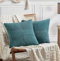 Fancy Homi 2 Packs Teal Samll Decorative Throw Pillow Covers 14x14 Inch with for Couch Bed Sofa, Rustic Farmhouse Boho Home Decor, Soft Corss Patchwork Corduroy Square Cushion Case 35x35 cm