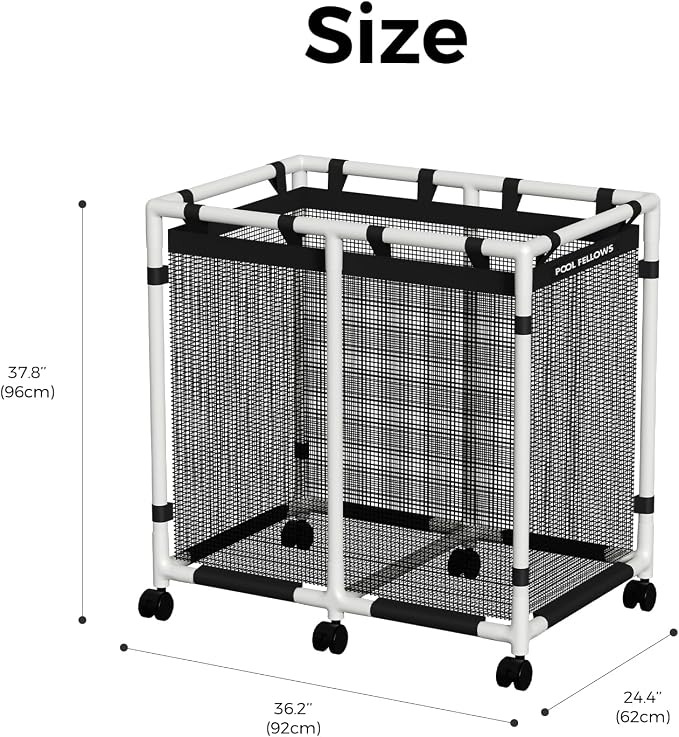 105-Gallon Pool Storage Bin for Swim Gear, Basic Style | UV & Tear-Resistant Textilene, Easy Setup, Pool Toys, Floats & Towels Organizer, Up to 110 lb, 6 Locking Wheels