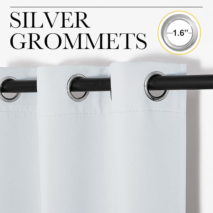 NICETOWN Bedroom Blackout Curtains Panels, 1 Pair, 55 inches by 92 Inch, Greyish White, Triple Weave Energy Saving Thermal Insulated Solid Grommet Blackout Draperies for Patio