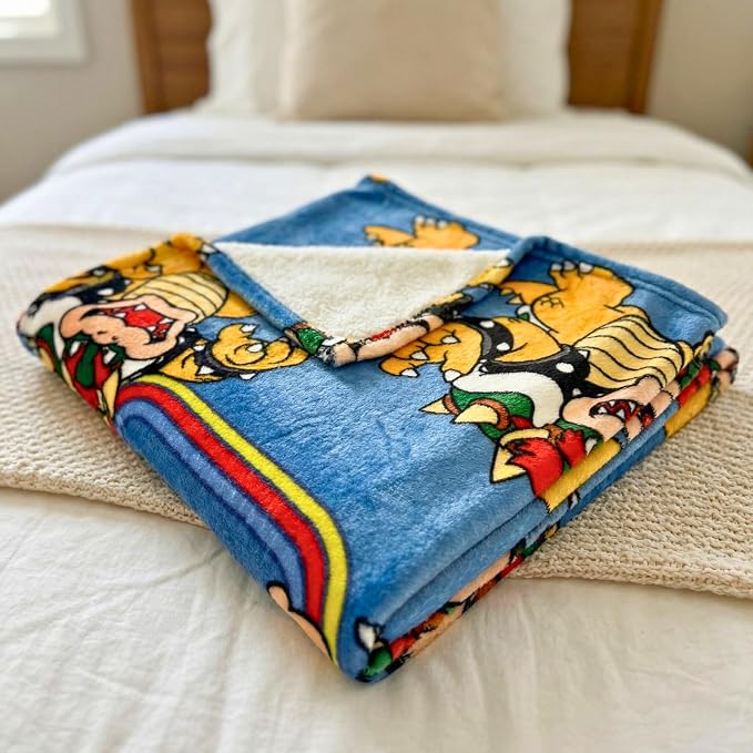 Super Mario Bowser Kids Throw Blanket, 46 in x 60 in, Soft Cozy Decorative Blanket for Couch, Bed, or Gaming Room (Officially Licensed Product) by Franco
