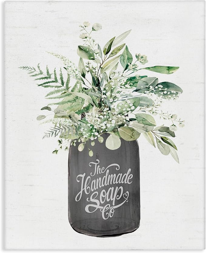 Handmade Soap Botanicals Floral, 36 x 48 Inch Canvas Wall Art | Stupell Industries · By Lettered and Lined · Ready to hang · Bathroom to bedroom accent · Made in USA
