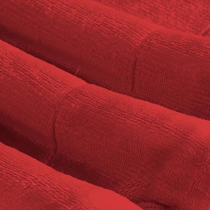 Elegant Comfort Ultra Soft Reversible Flannel Sherpa Blanket - Cozy Silky Fleece Throw for Couch, Bed - Plush Fuzzy Warm Winter Blanket for Gift, Full, Red