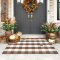 Uphome Bufflo Plaid Outdoor Rug 3'x5', Fall Decor Checkered Front Door Mat, Indoor Outdoor Farmhouse Cotton Porch Rug for Layered Door Mats, Washable Brown Area Rugs for Patio Entryway Kitchen