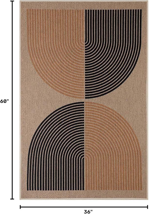 EDIMENS 3x5 Outdoor Rugs Easy Jute Porch Patio Rug Front Door Mat Entryway | Washable Non-Slip Geometric Rugs for Entryway Indoor Outdoor Farmhouse Rug Modern Carpet Area Rug for Living Room Kitchen