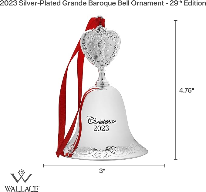 Wallace 2023 Silver Plated Grande Baroque Bell Ornament, 29th Edition