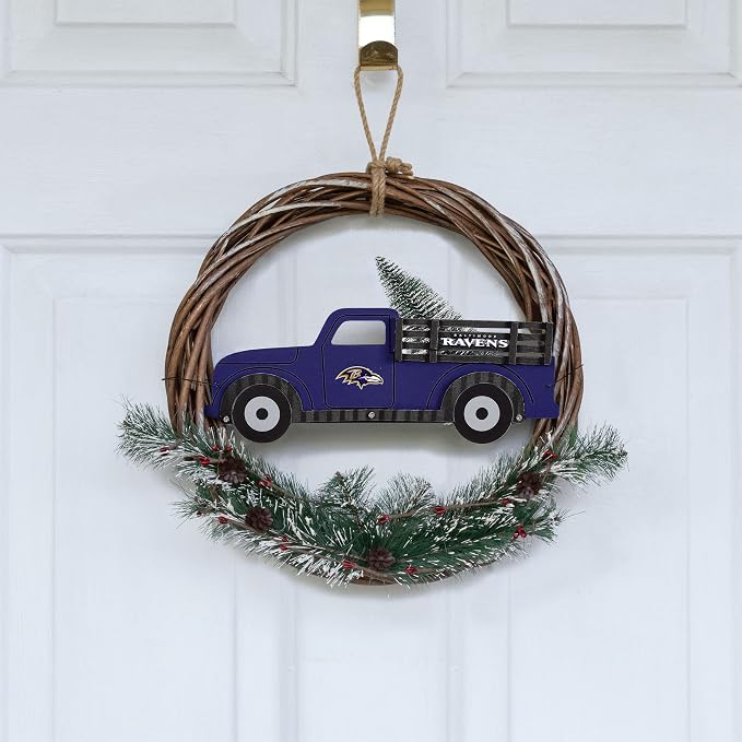 FOCO NFL Unisex-Adult NFL Team Logo Holiday Wreath with Truck