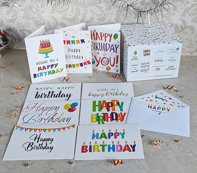 T&M Quality Designs LLC 100 Birthday cards Blank (Blank Inside)