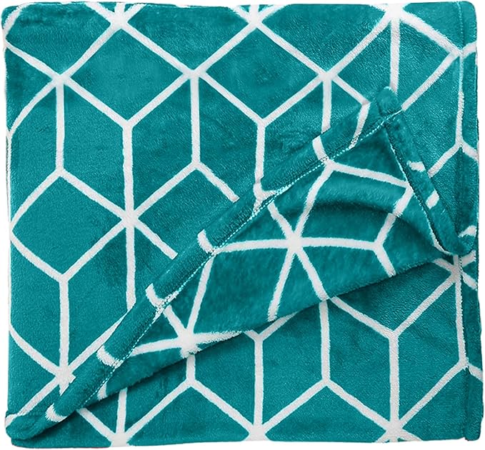 Elegant Comfort Luxury Velvety-Soft Coral Flannel Blanket Micro-Velour Ultra-Softness Fuzzy Plush, , Twin/Twin XL, Teal