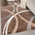 Rugshop Wavy Circles Modern Fade-Resistant Area Rug Brown 3'3" x 5' | Rectangular, Size 3'3" x 5', Living Room, Bedroom, Dining Room, Home Office, Kitchen, Entryway, Hallway, Nursery, Kids Room