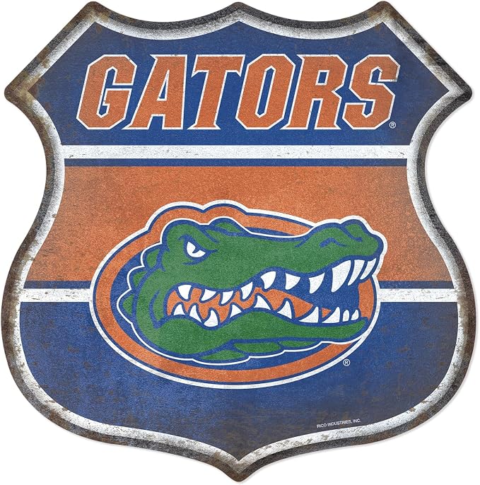 Rico Industries NCAA Rustic 11.5" Metal Route Sign Home Décor/Dorm Room