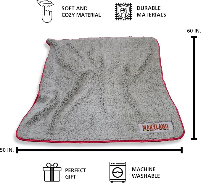 Logo Brands NCAA Frosty Fleece Blanket (50" x 60") – Soft & Warm Sherpa Material with Team Logo, Team Color Trim, Great Gift for Alumni & Students