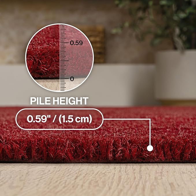 JONATHAN Y Peater Classic Casual Commercial Natural Coir Red 2 ft. x 4 ft. Doormat for Entrance, Front Door, Entryway CHG100E-24
