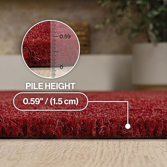 JONATHAN Y Peater Classic Casual Commercial Natural Coir Red 3 ft. x 5 ft. Doormat for Entrance, Front Door, Entryway CHG100E-3
