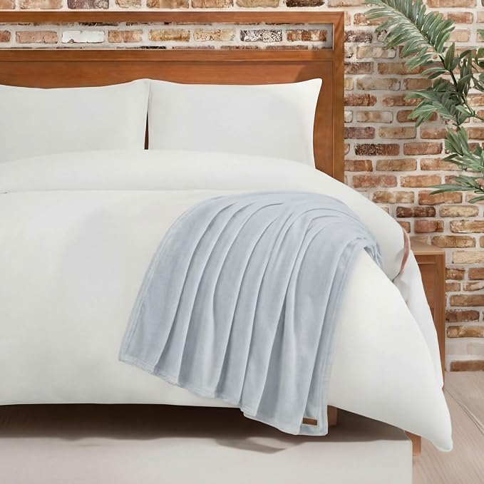 Lucky Brand Solid Plush 50"X70" Throw Blanket, Light Blue - Soft, Cozy, and Timeless Comfort