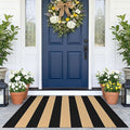 KOZYFLY Striped Rug 2.3x3.6 ft Front Door Mat Brown and Black Cotton Woven Washable Indoor Outdoor Rug for Entryway Porch Kitchen Patio Decor Small Area Rugs