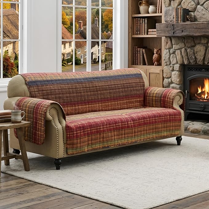 Greenland Home Fashions Gold Rush Reversible Slipcover - Furniture Protector - Sofa