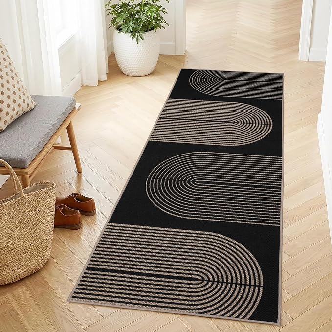 GarveeHome Modern Rainbow Easy Jute Runner Rug, 2x6 Rug for Hallways - Non-Slip Indoor Outdoor Carpet, Washable for High Traffic Laundry Room, Kitchen, Entryway
