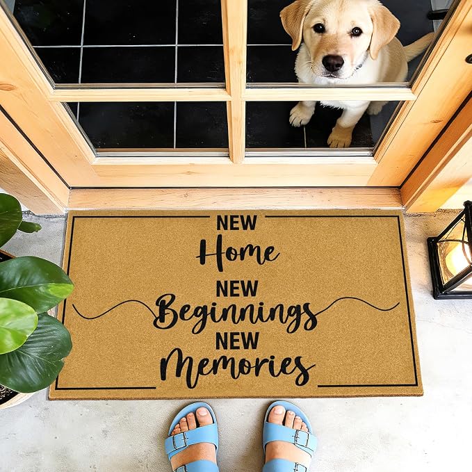 Coir Door Mat for Outside Entrance Welcome Mats for Front Door Home Floor Doormat for Patio with Heavy Duty Backing Anti-Slip Rug New Home Decor Sign Housewarming Gift for Family Friends 16.9"x29.9"