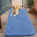 Smiry Dog Door Mat for Muddy Paws 48x30, Absorbent Dirt Trapper, Non-Slip Washable Chenille Entryway Rug for Inside Floor, Cornflower Blue, Classic Solid