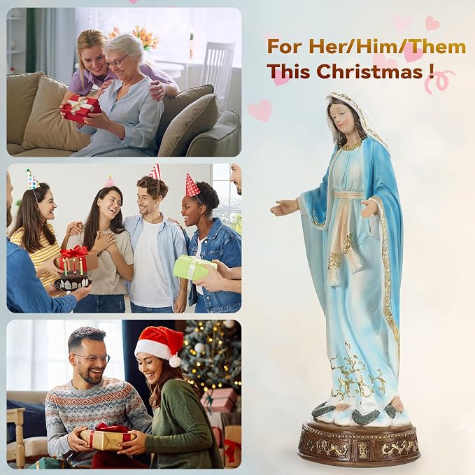 12-Inch Virgin Mary Statue, Catholic Our Lady of Grace | Nativity figurine for church altar or home decor. Our Lady of Grace sculpture for prayer and devotion.