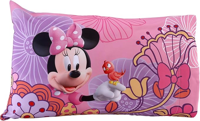 Disney 4 Piece Minnie's Fluttery Friends Toddler Bedding Set, Lavender