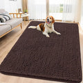 Smiry Dog Door Mat for Muddy Paws 70x32, Absorbent Dirt Trapper, Non-Slip Washable Chenille Entryway Rug for Inside Floor, Brown, Classic Solid